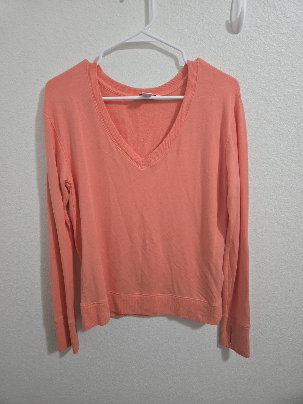 Athleta | Coral V-Neck Long Sleeve Pullover